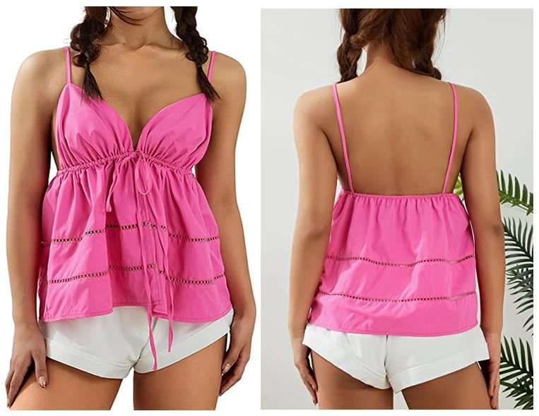 Top bralette fruncido con tirantes