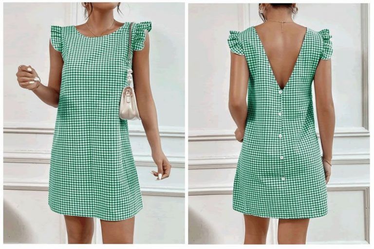 Vestido con escote de pico en la espalda