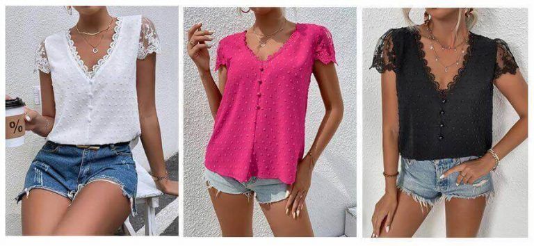 Blusa mangas copa y escote en V