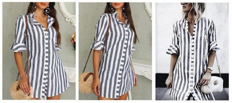 Vestido camisero manga acampanada