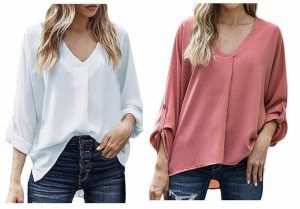Blusa escote V con manga larga