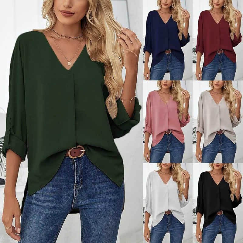 Blusa escote V con manga