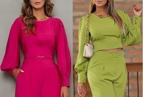 Blusa crop top con manga obispo