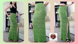 Falda cuadros a crochet