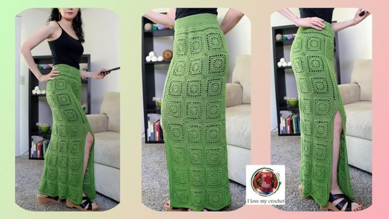 Falda cuadros a crochet