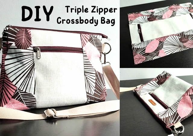 Bolso cruzado con triple cremallera