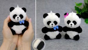 Osito Panda con pompones fácil