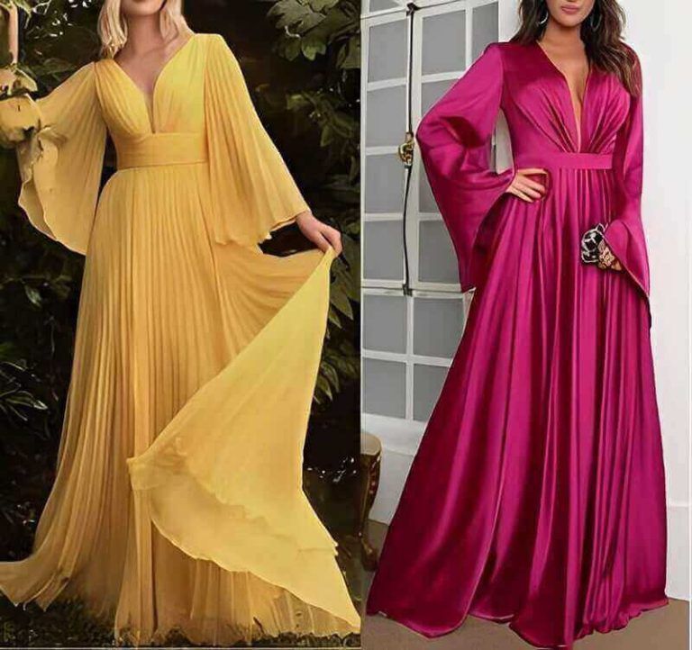 Vestido de fiesta con mangas acampanadas