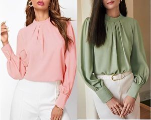 Blusa drapeada con manga de obispo