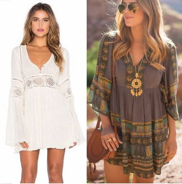 Patrón Vestido suelto con manga larga y escote V