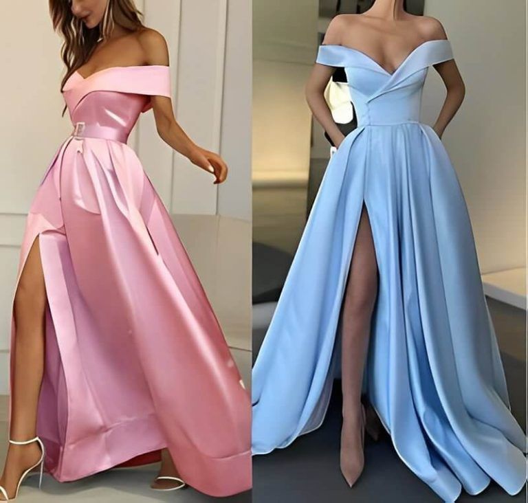 Vestido largo de fiesta escote hombro a hombro