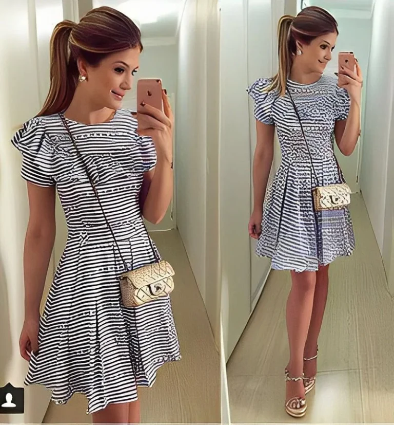 Vestido con pliegues y volante circular