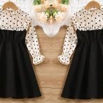 Vestido con volantes y manga larga para niñas