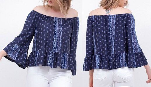 Patrón Blusa de manga larga con volantes