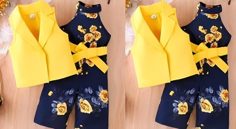 Conjunto para niña enterizo y chaleco