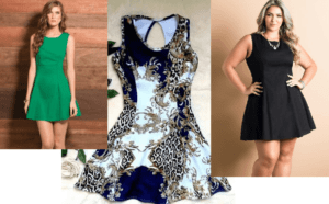 Patrón vestido con falda acampanada