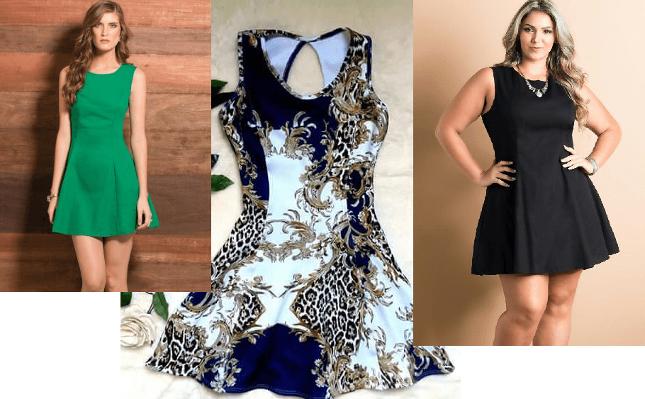 Patrón vestido con falda acampanada