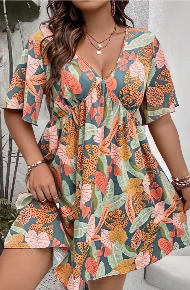 Vestido corte diagonal y mangas media campana