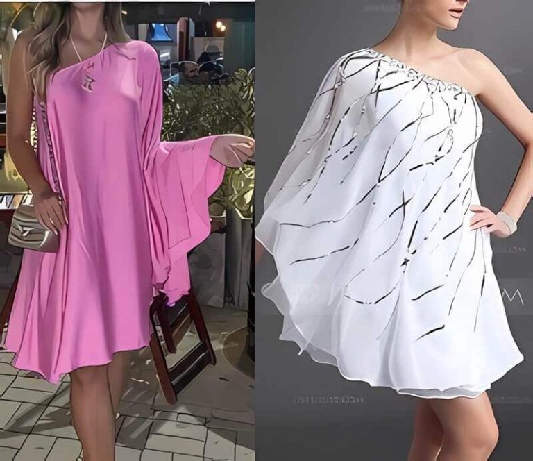 Vestido evasé con un solo hombro