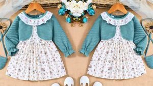 Vestido invierno niña cuello volantes