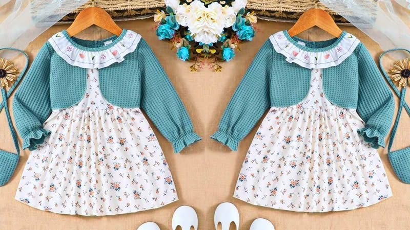 Vestido invierno niña cuello volantes