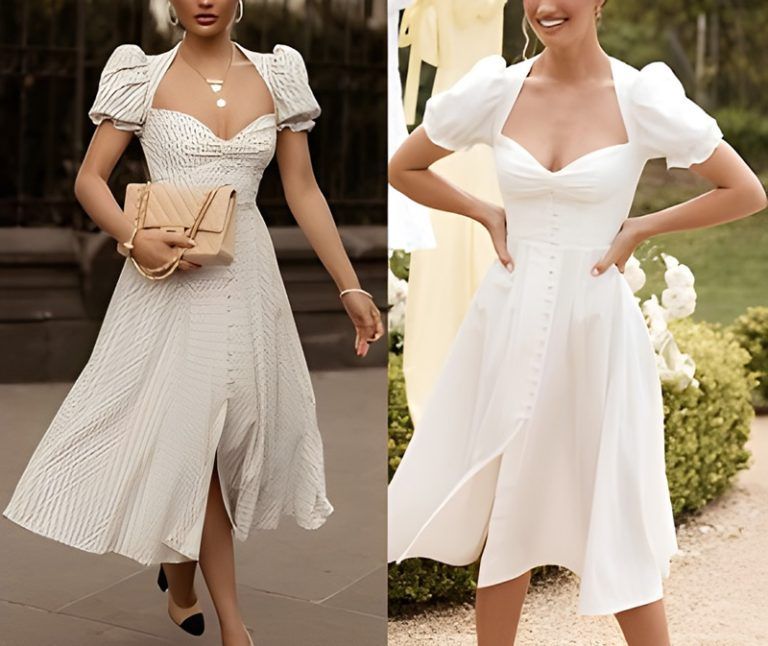 Vestido midi mangas campesinas