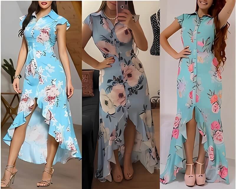 Vestido camisero mullet con volante