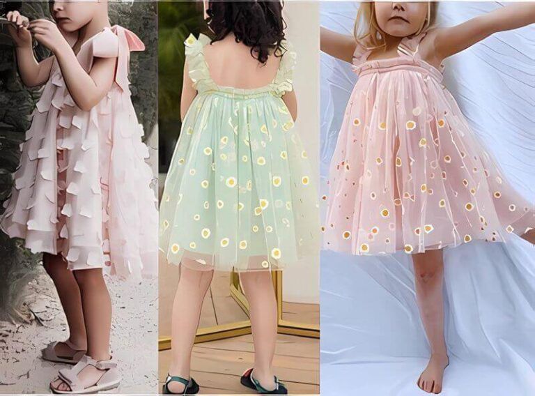Vestido suelto de tirantes con elástico para niña