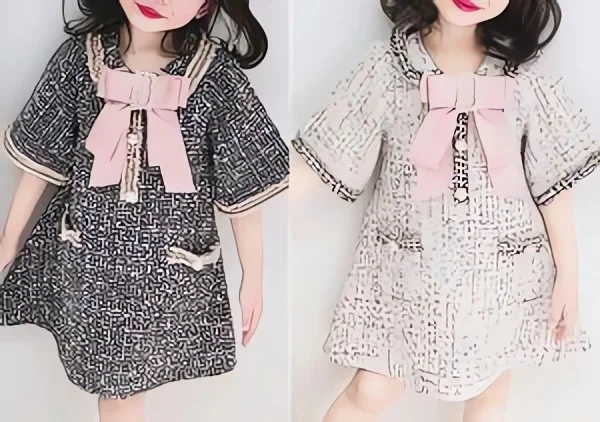 Vestido con manga campana y lazo en el cuello