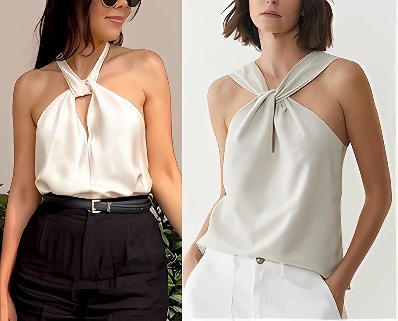 Blusa tipo halter online sin hombros