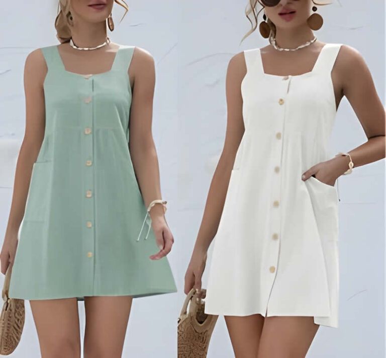 Vestido camisero imperio con tirantes anchos