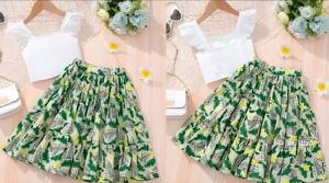 Blusa top y falda para niña