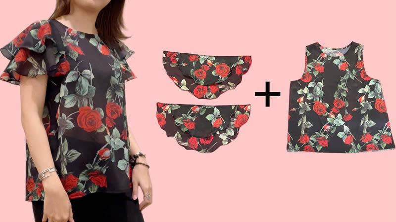 Blusa con mangas de mariposa