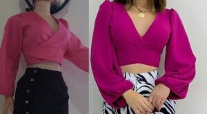 blusa manga larga corte imperio cruzado