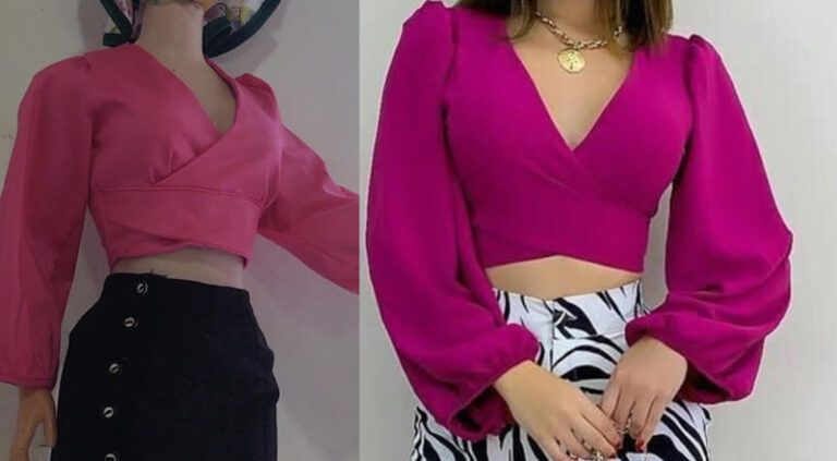 blusa manga larga corte imperio cruzado