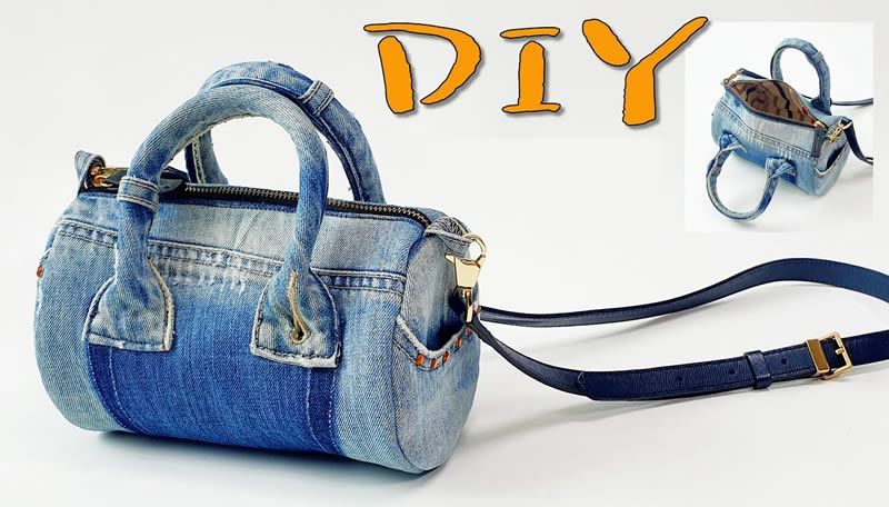 bolso de mano tipo cubo jeans