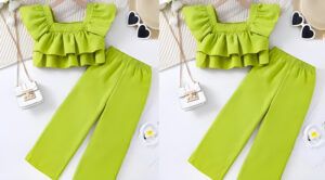 Top con volantes y pantalón palazzo infantil