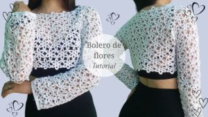 Bolero corto de flores tejido a crochet