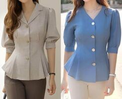 Blusa con cuello sport de manga campesina