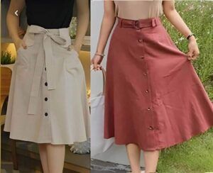 Falda midi con botones delanteros