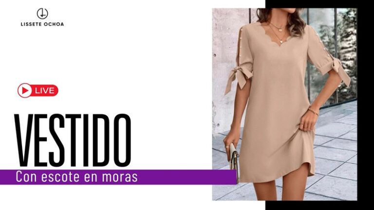 vestido con escote en moras y manga recogida
