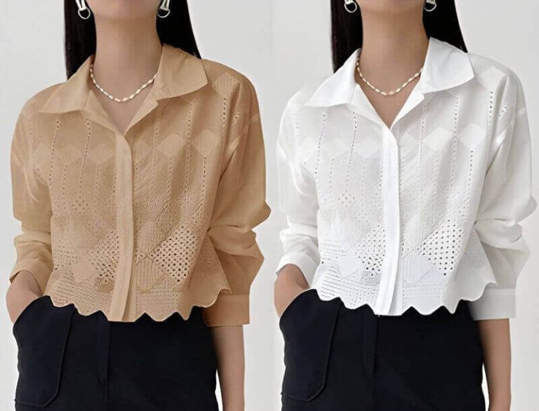Blusa corta con cuello deportivo
