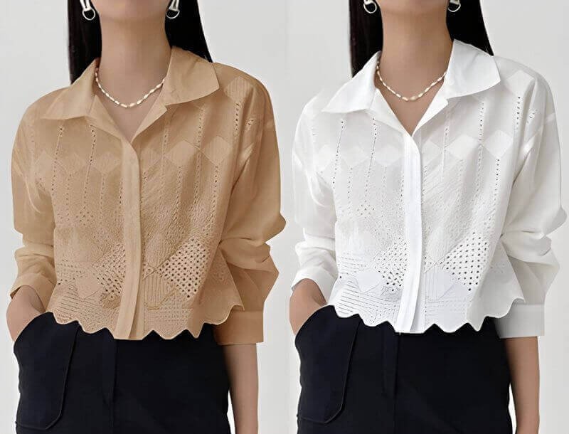 Blusa corta con cuello deportivo