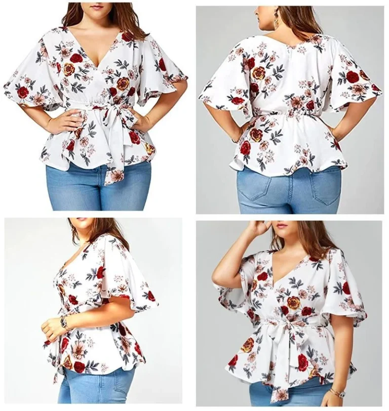 Blusa cruzada con manga de campana