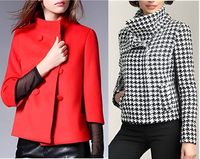 Chaqueta bandolera cruzada con cuello alto