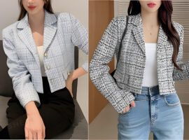 Blazer crop con pinzas