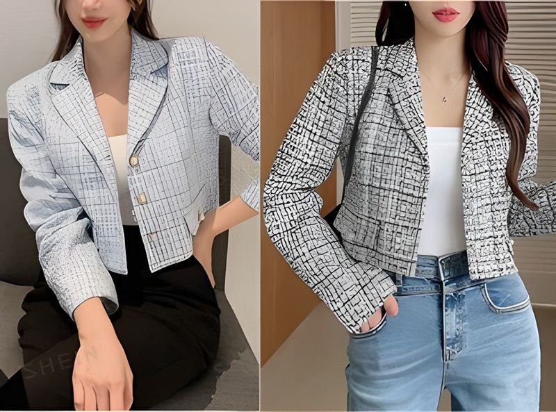 Blazer crop con pinzas