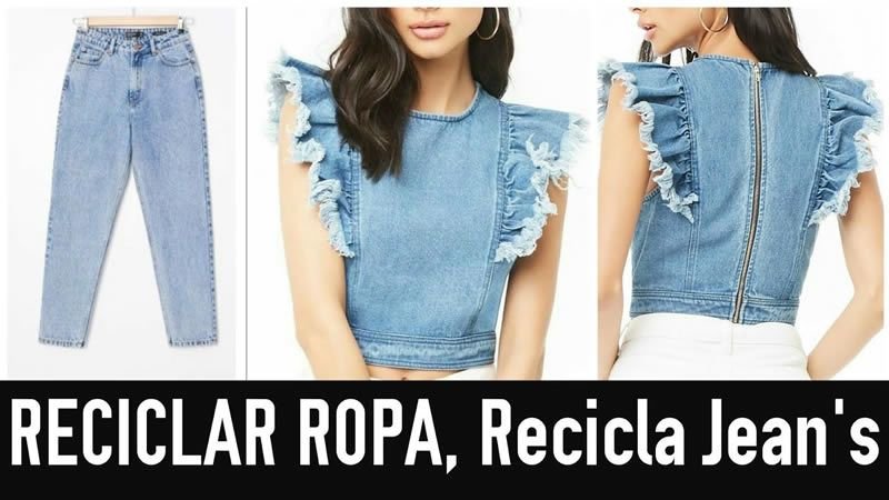 Blusa jeans con manga de volantes