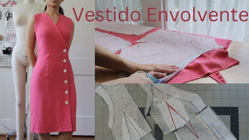 Vestido cruzado entallado con botones