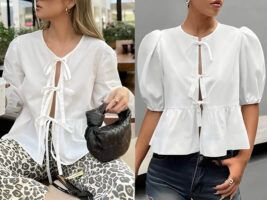 Blusa evasé con lazos